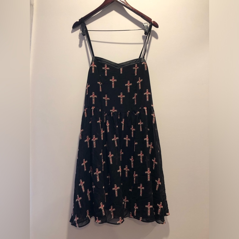 Forever 21 Black Dress with Pink Cross Design